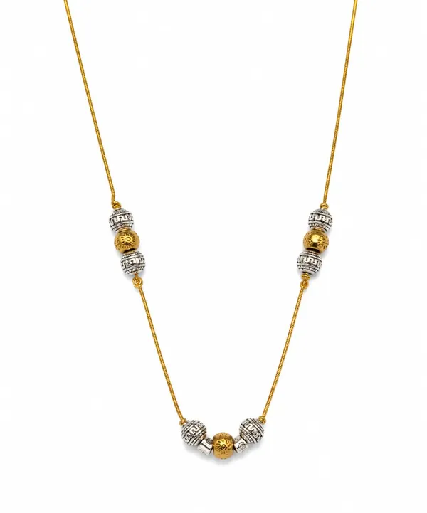 SHANKHRAJ_MALL_Elegant_Dual_Tone_Beaded_Necklace_for_Women_|_Gold_&_Silver_Finish_Snake_Chain_Necklace_|_Adjustable_Fashion_Jewelry_(GOLD)