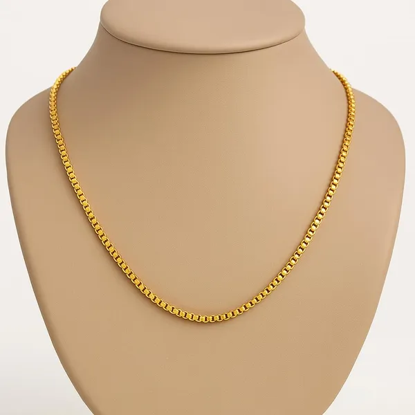 SHANKHRAJ_MALL_Classic_Gold-Plated_Box_Chain_Necklace_for_Men_&_Women_|_Durable_Lobster_Clasp