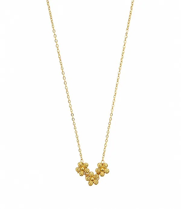 Gold_Plated_Three_Flower_Pendant_Necklace_for_Women_&_Girls_|_Minimalist_Floral_Charm_Necklace_|_Lightweight_Chain_|_Daily_Wear_Fashion_Jewellery_|_Gift_for_Her