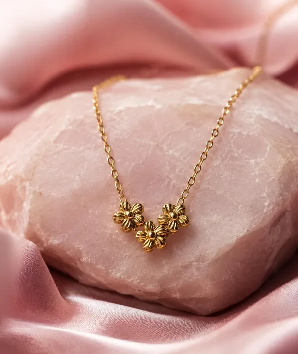 Gold_Plated_Three_Flower_Pendant_Necklace_for_Women_&_Girls_|_Minimalist_Floral_Charm_Necklace_|_Lightweight_Chain_|_Daily_Wear_Fashion_Jewellery_|_Gift_for_Her