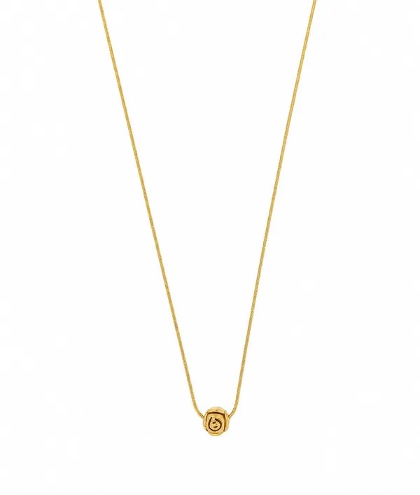 Gold_Plated_Rose_Bead_Pendant_Necklace_for_Women_&_Girls_|_Minimalist_Round_Rose_Charm_Snake_Chain_Necklace_|_Fashion_Jewellery_|_Gift_for_Her