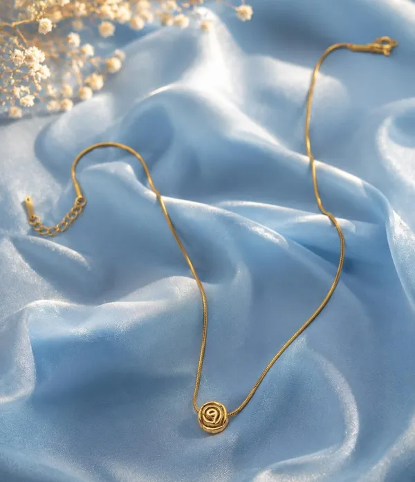Gold_Plated_Rose_Bead_Pendant_Necklace_for_Women_&_Girls_|_Minimalist_Round_Rose_Charm_Snake_Chain_Necklace_|_Fashion_Jewellery_|_Gift_for_Her