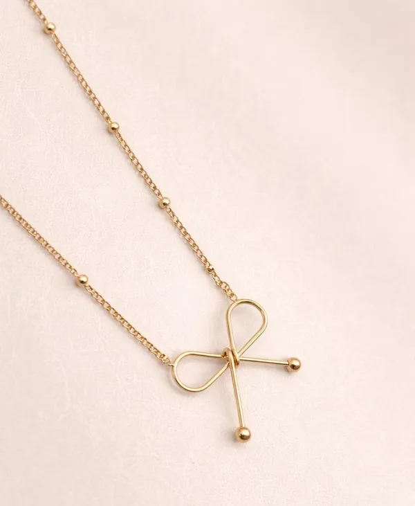 SHANKHRAJ_MALL_Gold-Tone_Heart_Pendant_Necklace,_Satellite_Bead_Chain,_Dainty_Minimalist_Style_(A510)