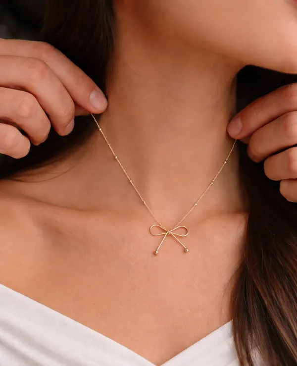 SHANKHRAJ_MALL_Gold-Tone_Heart_Pendant_Necklace,_Satellite_Bead_Chain,_Dainty_Minimalist_Style_(A510)