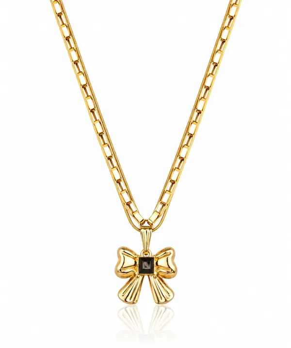 SHANKHRAJ_MALL_Gold-Tone_Heart_Pendant_Necklace_with_Opal_Stone,_Chain_Link_Style,_Women's_Fashion_Jewellery_(A540)