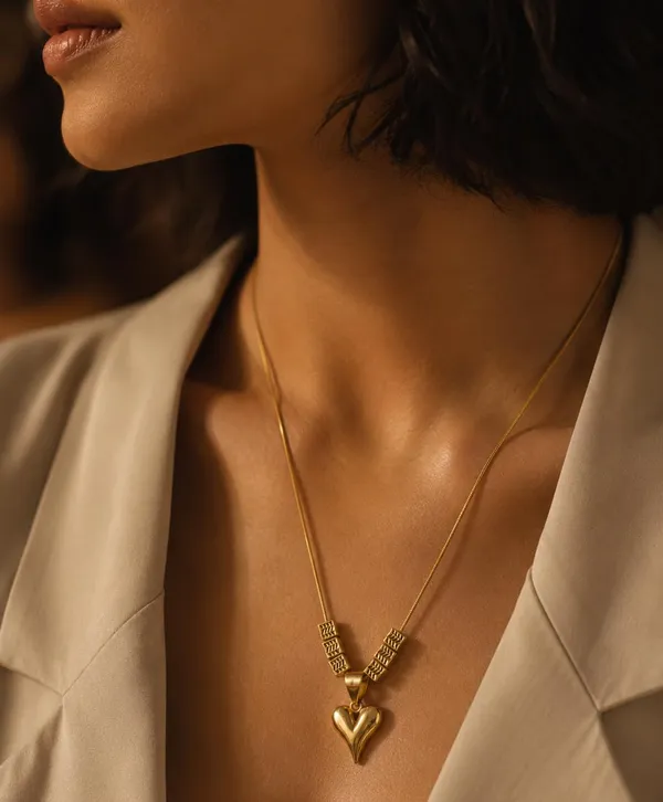 SHANKHRAJ_MALL_Gold_Plated_Heart_Pendant_Necklace_for_Women_|_Minimalist_Heart_Charm_Snake_Chain_Necklace_|_Adjustable_Fashion_Jewelry_for_Girls_&_Women