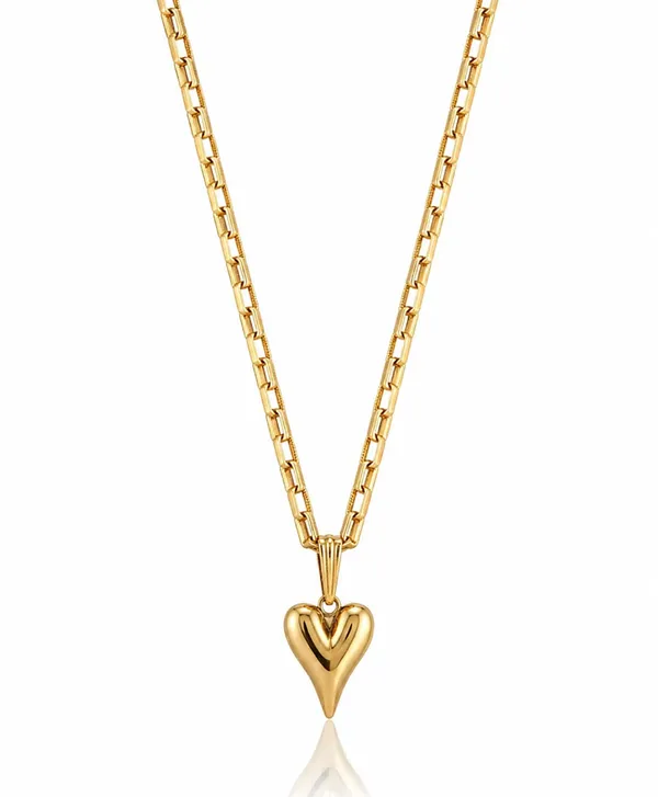 SHANKHRAJ_MALL_Gold-Tone_Heart_Pendant_Necklace_with_Opal_Stone,_Chain_Link_Style,_Women's_Fashion_Jewellery_(A541)