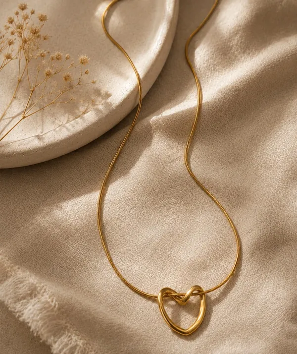 SHANKHRAJ_MALL_Gold_Plated_Open_Heart_Pendant_Necklace_for_Women_&_Girls_|_Minimalist_Heart_Charm_Snake_Chain_Necklace_|_Elegant_Daily_Wear_Fashion_Jewelry_Gift