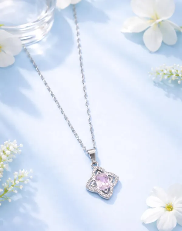 SHANKHRAJ_MALL_Silver_Pendant_Necklace_with_Stone,_Swan_Design,_Chain_Included_(A430)