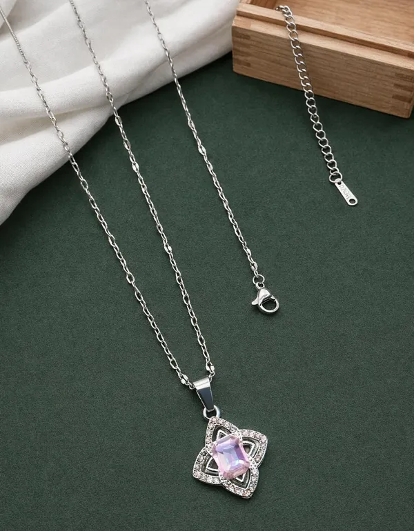 SHANKHRAJ_MALL_Silver_Pendant_Necklace_with_Stone,_Swan_Design,_Chain_Included_(A430)