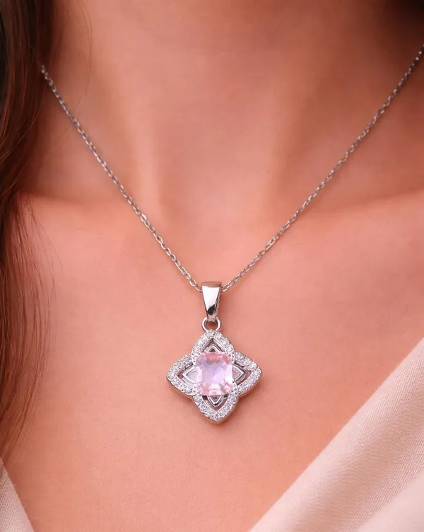 SHANKHRAJ_MALL_Silver_Pendant_Necklace_with_Stone,_Swan_Design,_Chain_Included_(A430)
