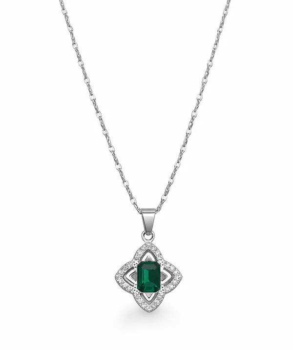 SHANKHRAJ_MALL_Silver_Pendant_Necklace_with_Stone,_Swan_Design,_Chain_Included_(A431)