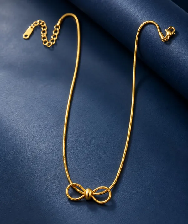 SHANKHRAJ_MALL_Gold_Bow_Knot_Necklace_with_Snake_Chain