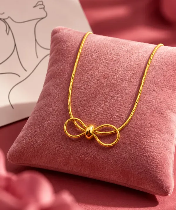 SHANKHRAJ_MALL_Gold_Bow_Knot_Necklace_with_Snake_Chain