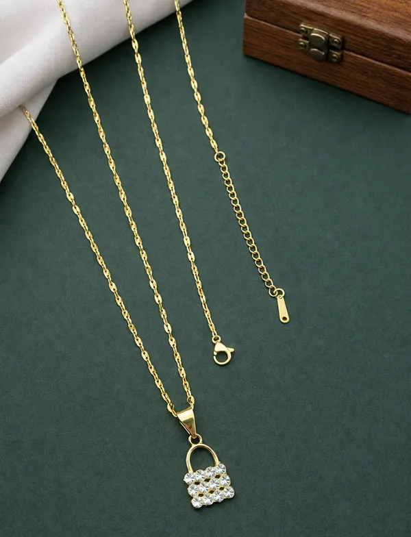 SHANKHRAJ_MALL_Silver_Pendant_Necklace_with_Stone,_Swan_Design,_Chain_Included_(A435)
