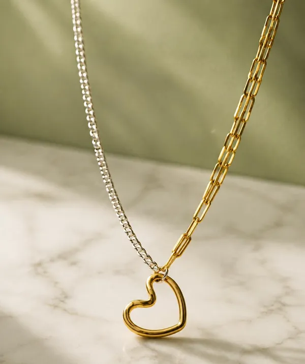 SHANKHRAJ_MALL_Two-Tone_Heart_Pendant_Necklace,