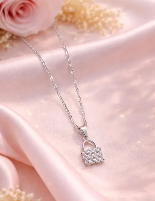 SHANKHRAJ_MALL_Silver_Pendant_Necklace_with_Stone,_Swan_Design,_Chain_Included_(A436)