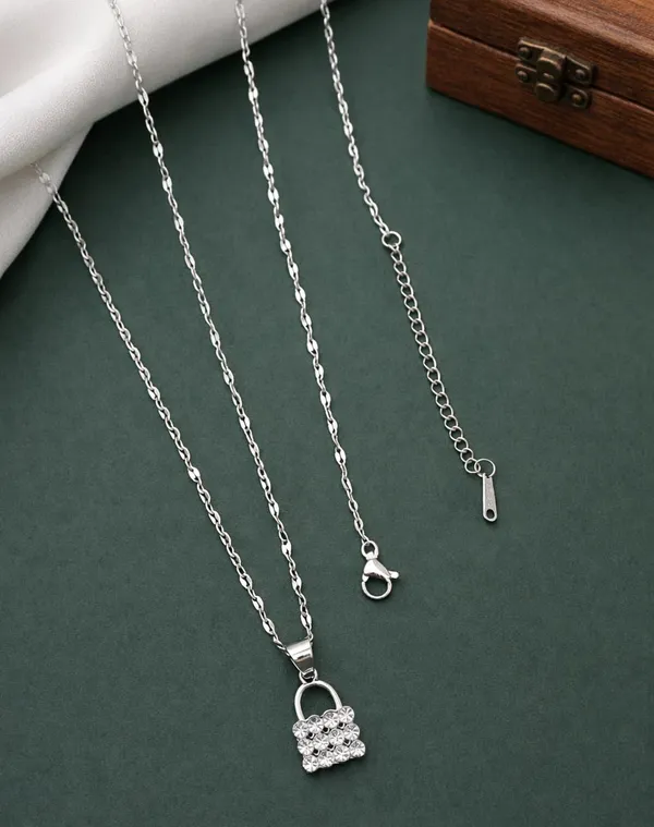 SHANKHRAJ_MALL_Silver_Pendant_Necklace_with_Stone,_Swan_Design,_Chain_Included_(A436)