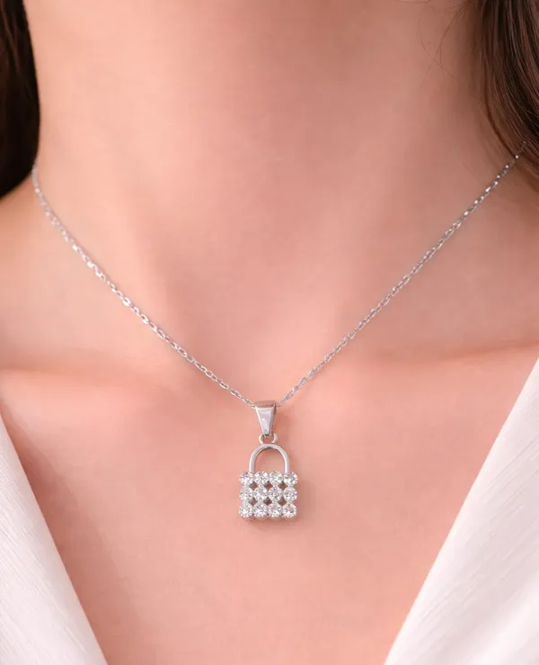 SHANKHRAJ_MALL_Silver_Pendant_Necklace_with_Stone,_Swan_Design,_Chain_Included_(A436)