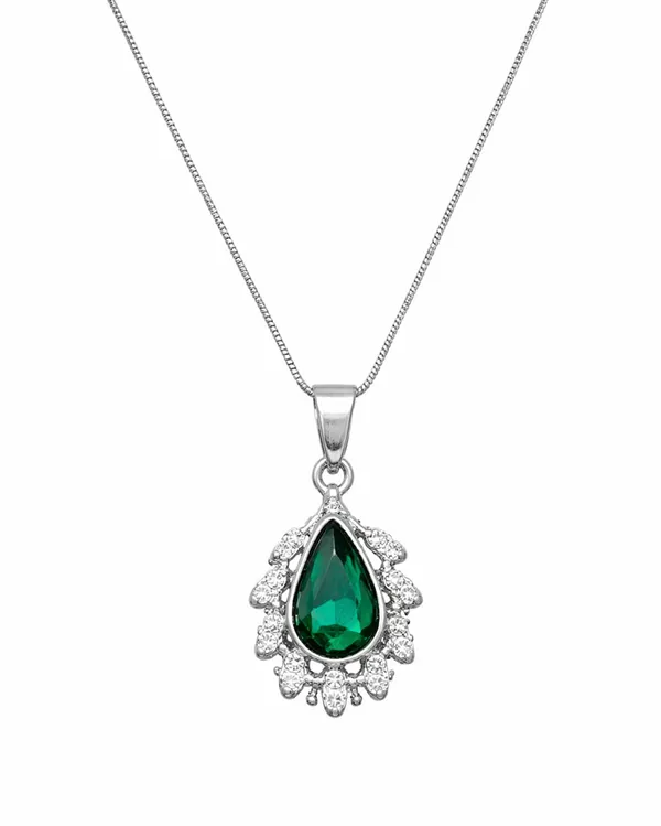 SHANKHRAJ_MALL_Silver_Pendant_Necklace_with_Stone,_Swan_Design,_Chain_Included_(A438)