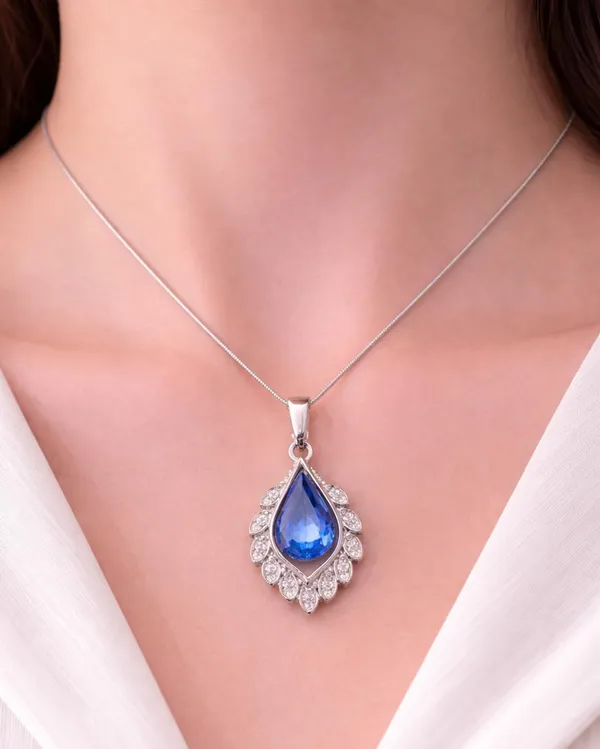 SHANKHRAJ_MALL_Silver_Pendant_Necklace_with_Stone,_Swan_Design,_Chain_Included_(A439)