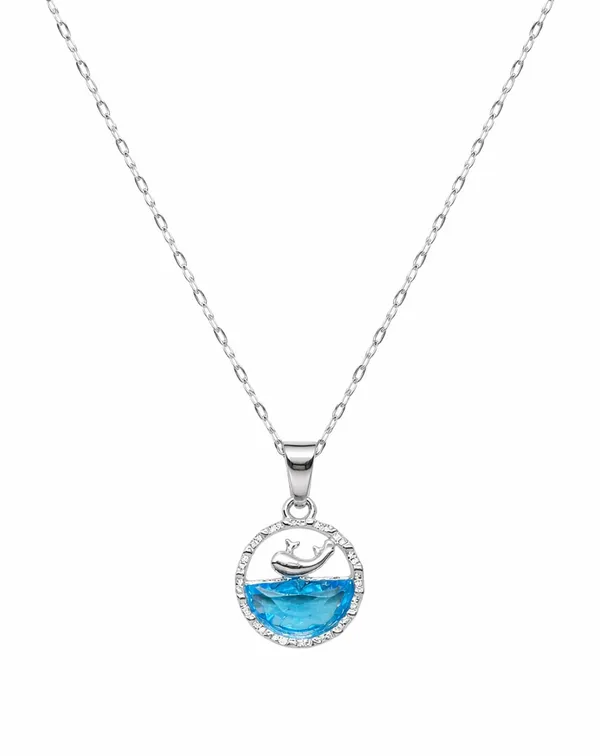 SHANKHRAJ_MALL_Silver_Pendant_Necklace_with_Stone,_Swan_Design,_Chain_Included_(A426)