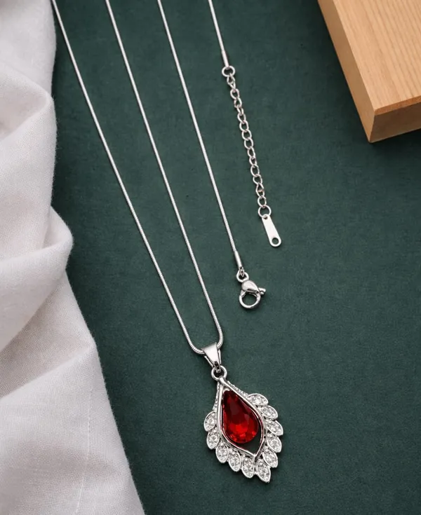 SHANKHRAJ_MALL_Silver_Pendant_Necklace_with_Stone,_Swan_Design,_Chain_Included_(A340)