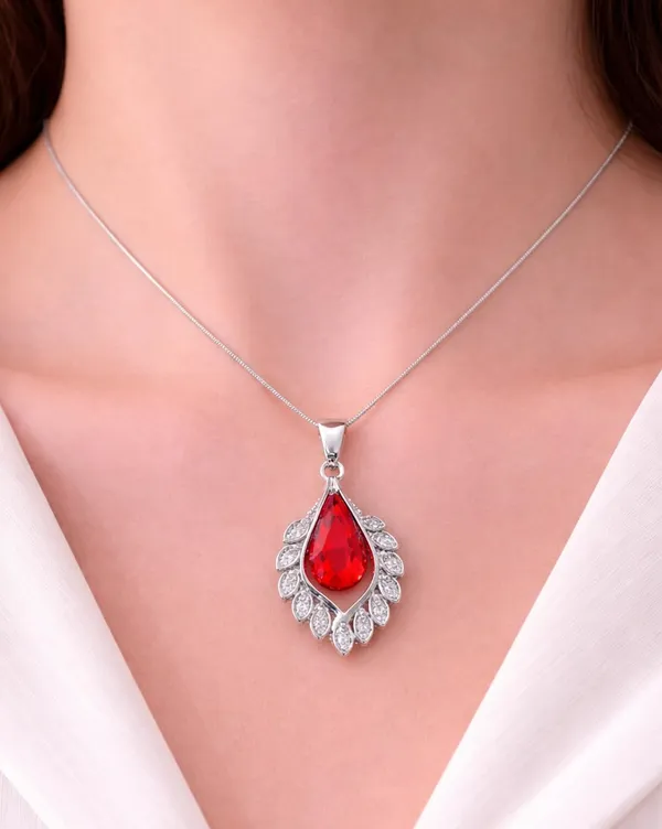 SHANKHRAJ_MALL_Silver_Pendant_Necklace_with_Stone,_Swan_Design,_Chain_Included_(A340)
