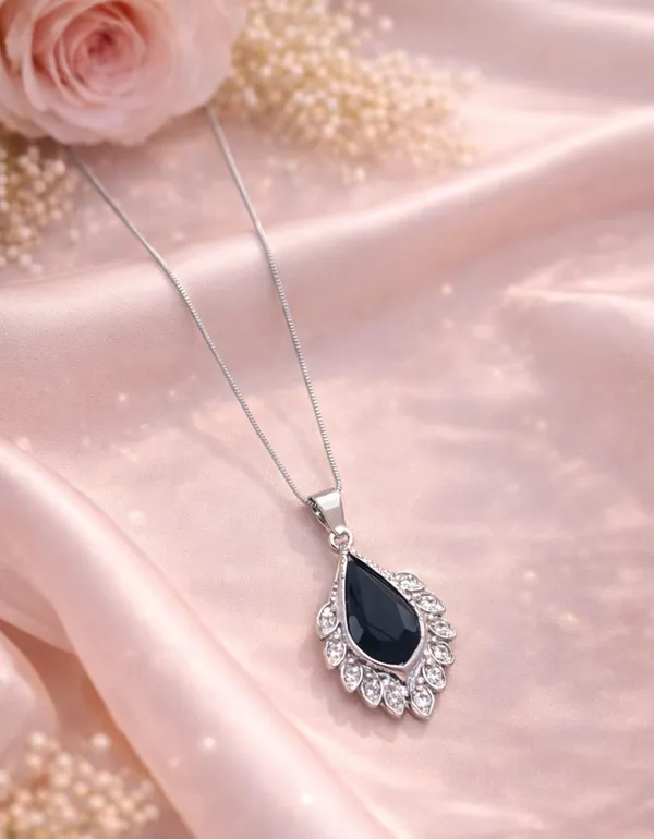SHANKHRAJ_MALL_Silver_Pendant_Necklace_with_Stone,_Swan_Design,_Chain_Included_(A441)