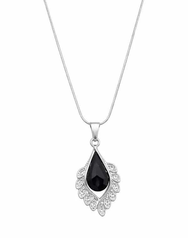 SHANKHRAJ_MALL_Silver_Pendant_Necklace_with_Stone,_Swan_Design,_Chain_Included_(A441)