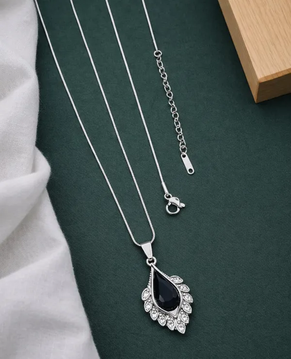 SHANKHRAJ_MALL_Silver_Pendant_Necklace_with_Stone,_Swan_Design,_Chain_Included_(A441)