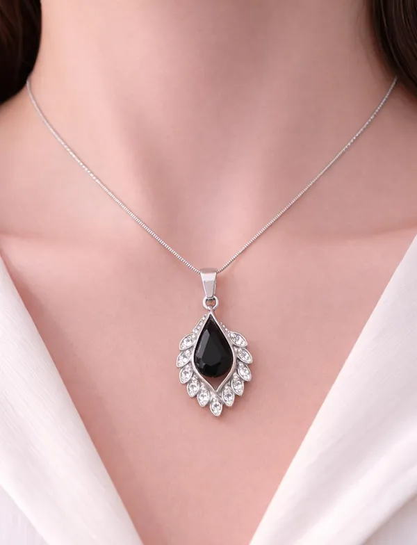 SHANKHRAJ_MALL_Silver_Pendant_Necklace_with_Stone,_Swan_Design,_Chain_Included_(A441)