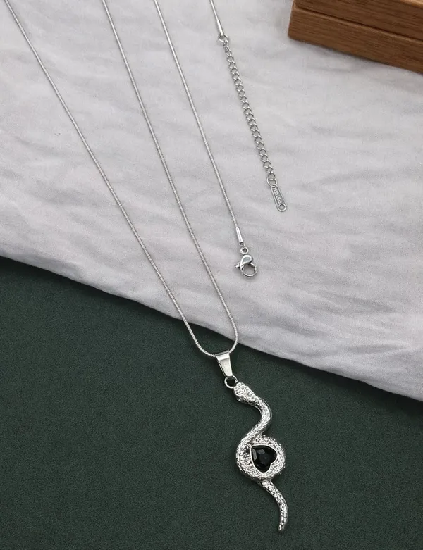 SHANKHRAJ_MALL_Silver_Pendant_Necklace_with_Stone,_Swan_Design,_Chain_Included_(A443)