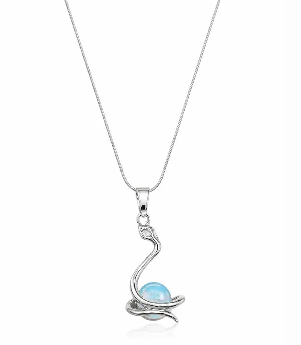 SHANKHRAJ_MALL_Silver_Pendant_Necklace_with_Stone,_Swan_Design,_Chain_Included_(A444)