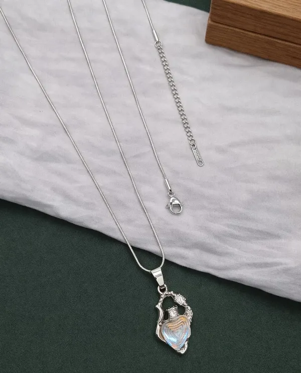 SHANKHRAJ_MALL_Silver_Pendant_Necklace_with_Stone,_Swan_Design,_Chain_Included_(A445)
