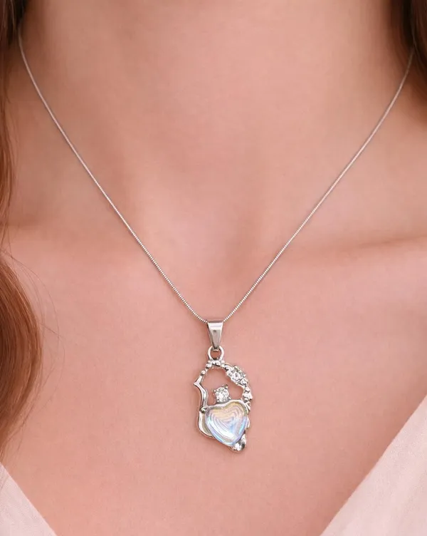 SHANKHRAJ_MALL_Silver_Pendant_Necklace_with_Stone,_Swan_Design,_Chain_Included_(A445)