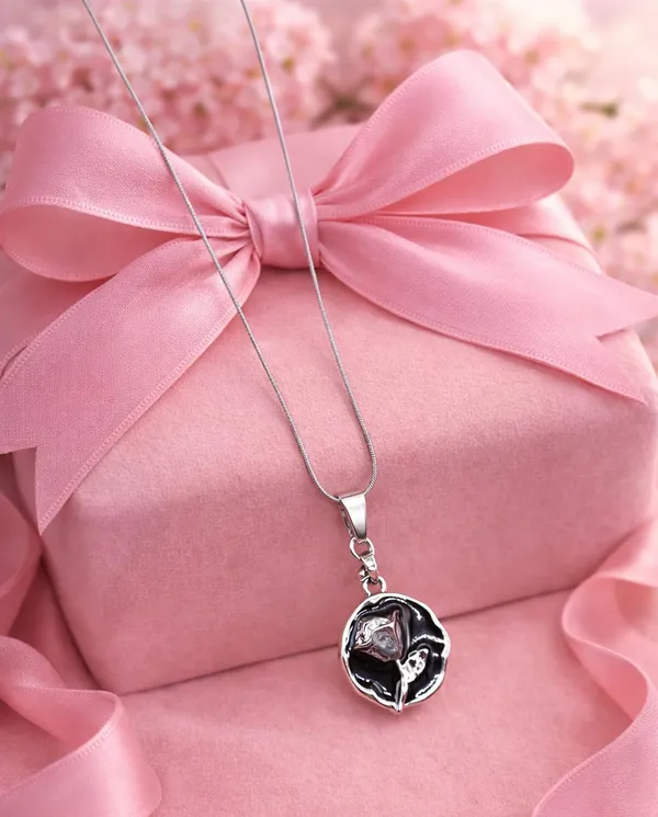 SHANKHRAJ_MALL_Silver_Pendant_Necklace_with_Stone,_Swan_Design,_Chain_Included_(A446)