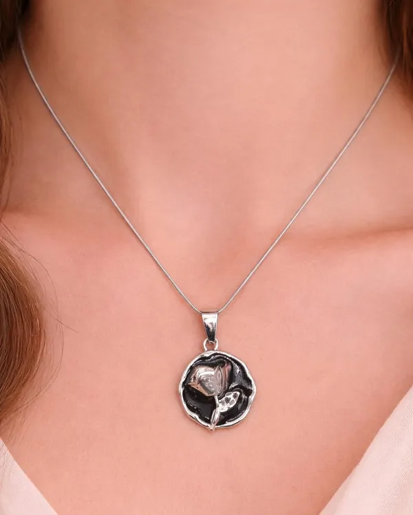 SHANKHRAJ_MALL_Silver_Pendant_Necklace_with_Stone,_Swan_Design,_Chain_Included_(A446)