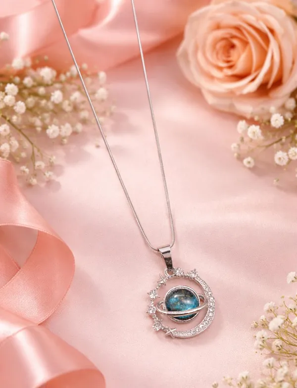 SHANKHRAJ_MALL_Silver_Pendant_Necklace_with_Stone,_Swan_Design,_Chain_Included_(A447)