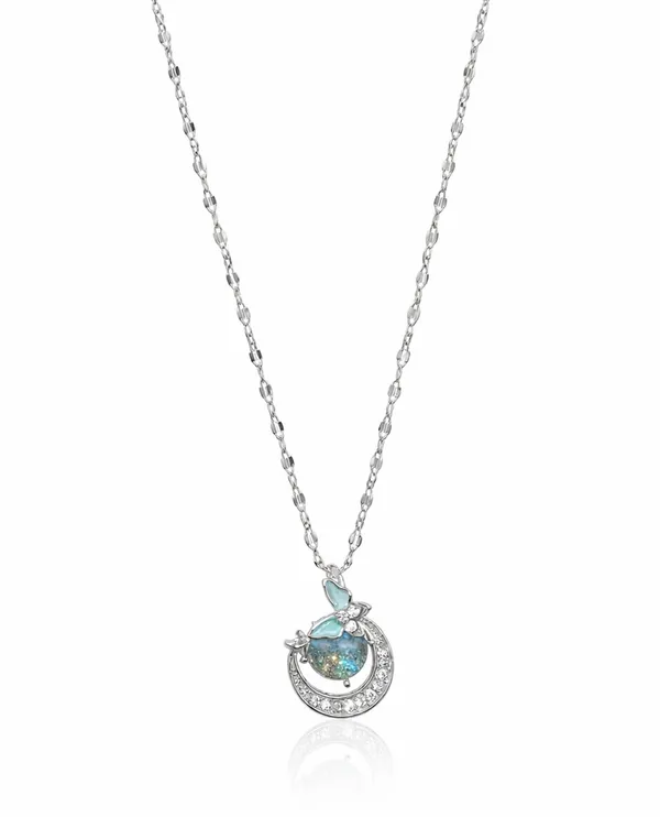 SHANKHRAJ_MALL_Silver_Pendant_Necklace_with_Stone,_Swan_Design,_Chain_Included_(A448)