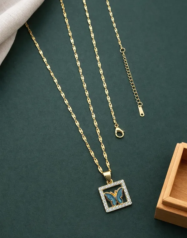 SHANKHRAJ_MALL_Silver_Pendant_Necklace_with_Stone,_Swan_Design,_Chain_Included_(A449)