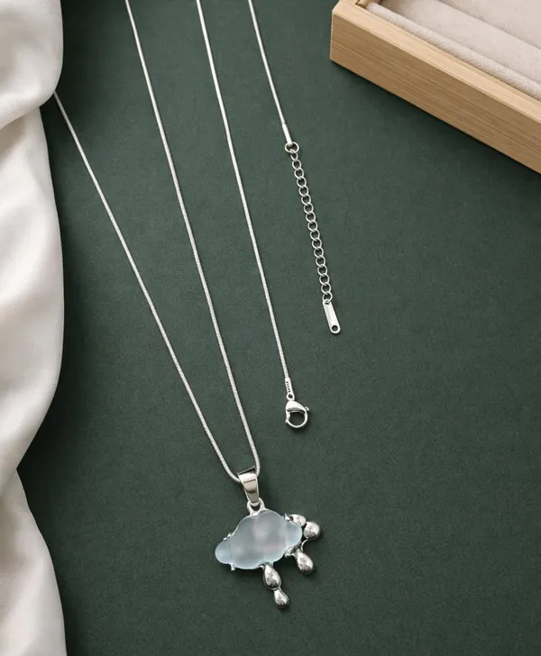 SHANKHRAJ_MALL_Silver_Pendant_Necklace_with_Stone,_Swan_Design,_Chain_Included_(A453)