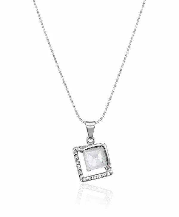 SHANKHRAJ_MALL_Silver_Pendant_Necklace_with_Stone,_Swan_Design,_Chain_Included_(A454)