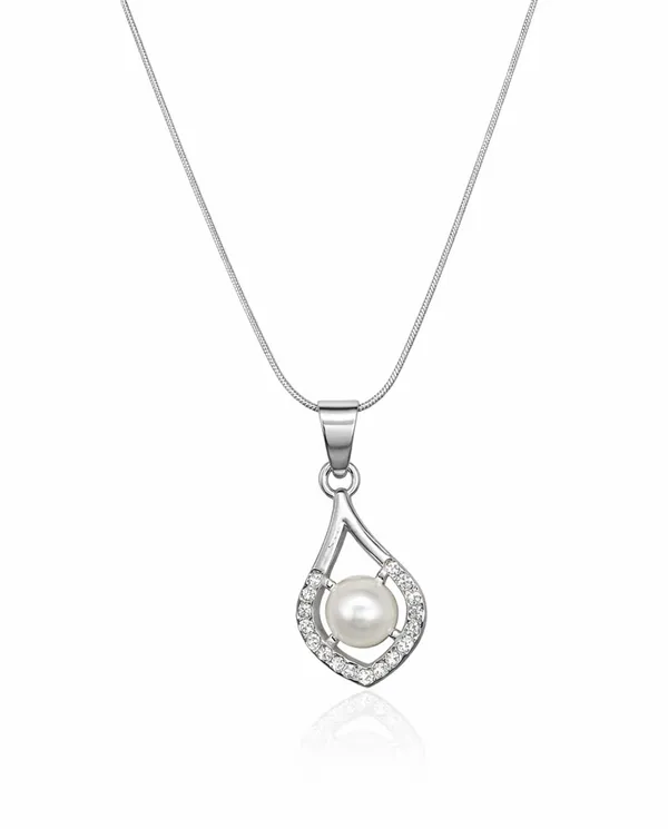 SHANKHRAJ_MALL_Silver_Pendant_Necklace_with_Stone,_Swan_Design,_Chain_Included_(A455)