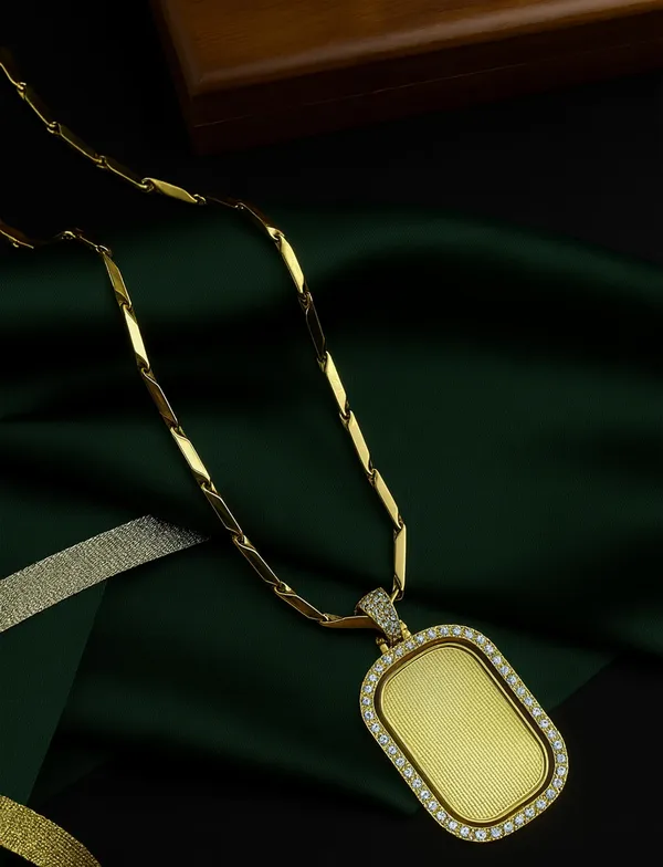 SHANKHRAJ_MALL_Elegant_Gold_Plated_Pendant_Necklace_with_Crystal_Rhinestones,_Rectangle_Dog_Tag_Design,_Fashion_Jewelry_for_men_(A266)