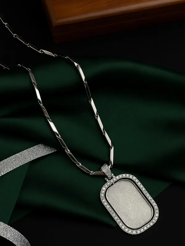 SHANKHRAJ_MALL_Elegant_Gold_Plated_Pendant_Necklace_with_Crystal_Rhinestones,_Rectangle_Dog_Tag_Design,_Fashion_Jewelry_for_men_(A267)