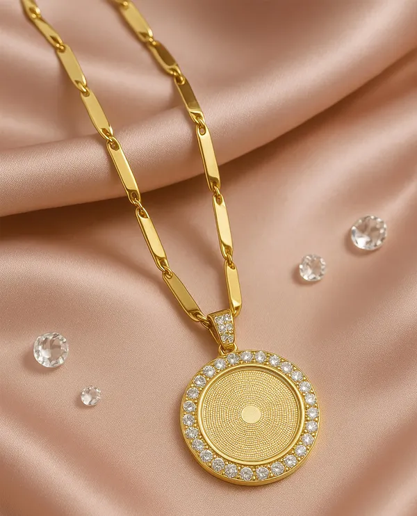 SHANKHRAJ_MALL_Elegant_Gold_Plated_Pendant_Necklace_with_Crystal_Rhinestones,_Rectangle_Dog_Tag_Design,_Fashion_Jewelry_for_men_(A268)