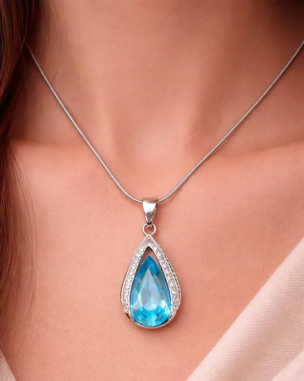 SHANKHRAJ_MALL_Silver_Pendant_Necklace_with_Stone,_Swan_Design,_Chain_Included_(A427)