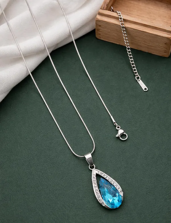 SHANKHRAJ_MALL_Silver_Pendant_Necklace_with_Stone,_Swan_Design,_Chain_Included_(A427)