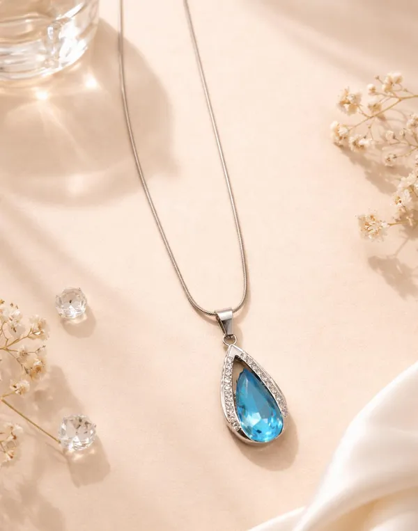 SHANKHRAJ_MALL_Silver_Pendant_Necklace_with_Stone,_Swan_Design,_Chain_Included_(A427)